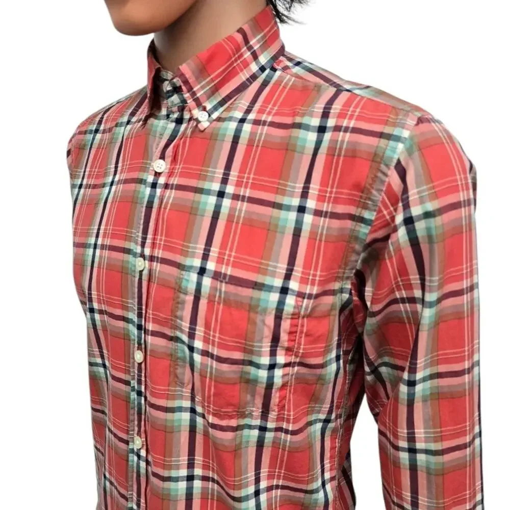 J. Crew Lightweight Shirt Men S Red Plaid Check Button down Long Sleeve